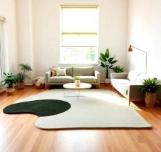 Handcrafted Minimalist Green Accent Contemporary Area Rug